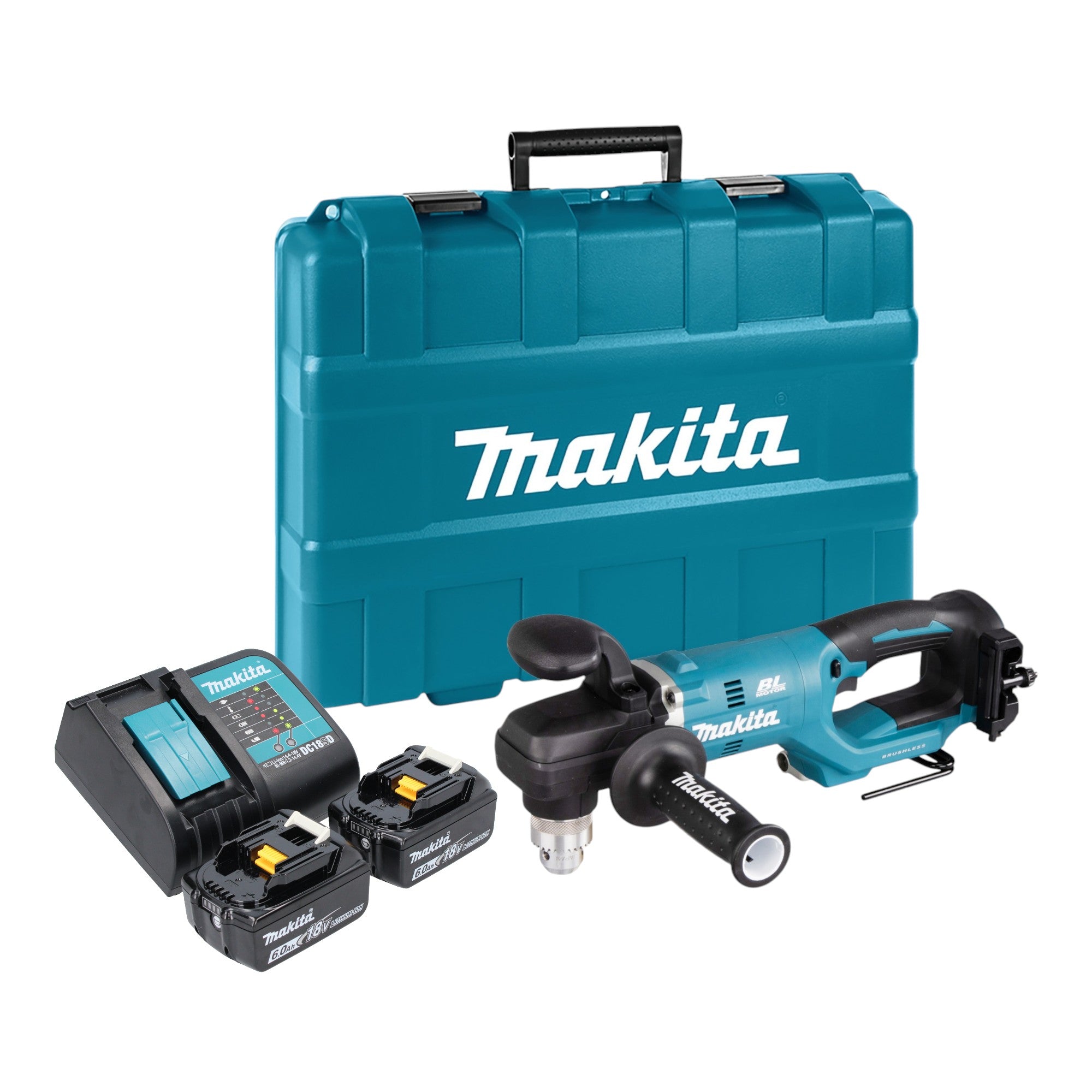 Makita DDA 450 SGK Akku Winkelbohrmaschine 18 V 70 Nm Brushless 2x Akku 6 0 Ah Ladegeraet Koffer 0 - toolbrothers