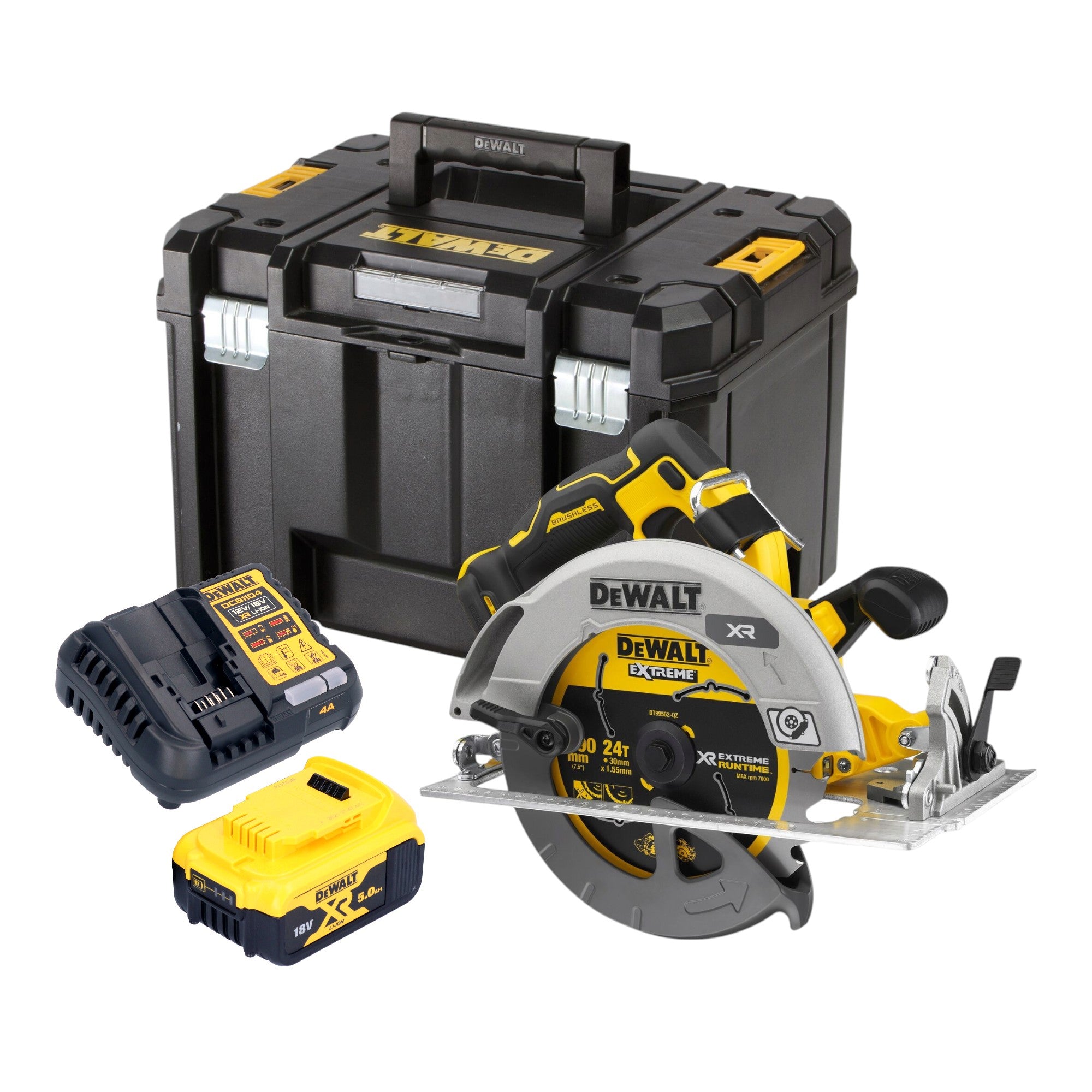 DeWalt DCS 573 P1T Akku Handkreissaege 18 V 190 x 30 mm Brushless 1x Akku 5 0 Ah Ladegeraet TSTAK 0 - toolbrothers