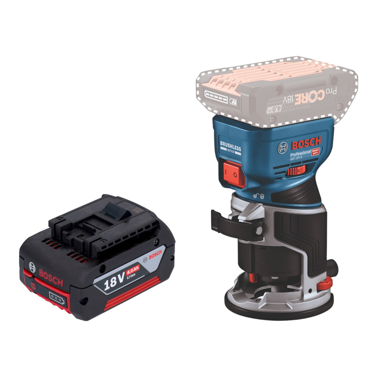Bosch GKF 18V-8 Posa professionale per bordi a batteria 18 V 8,0 mm senza spazzole + 1x batteria ricaricabile 4,0 Ah - senza caricabatterie