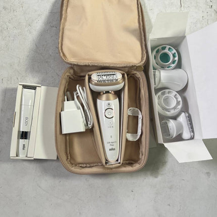 BRAUN Silk pil 9 Flex 9 100 Beauty Set Epilierer Damen Haarentferner FaceSpa Gesichtsreinigungsbuerste 9 Aufsaetze Tasche weiss gold Neuwertig 2 - toolbrothers