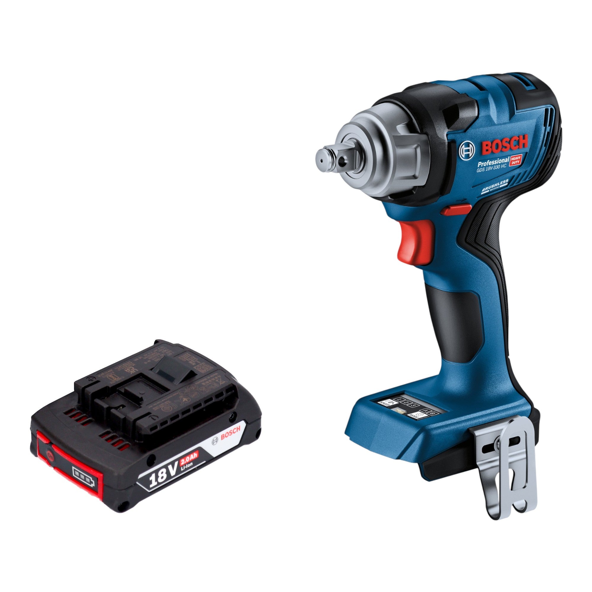 Bosch GDS 18V 330 HC Professional Akku Schlagschrauber 18 V 330 Nm 1 2 Brushless 1x Akku 2 0 Ah ohne Ladegeraet 0 - toolbrothers