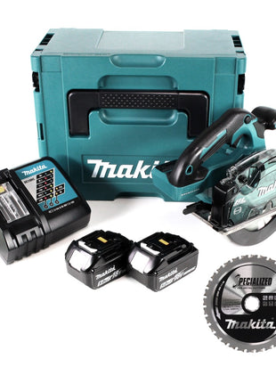 Makita DCS 553 RTJ Akku Metallhandkreissäge 18 V 150 mm Brushless + 2x Akku 5,0Ah + Ladegerät + 2x Sägeblatt für Metall + Makpac - Toolbrothers