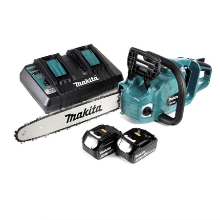 Makita DUC 405 PT2 Akku Kettensäge 36V ( 2x18V ) Brushless 40 cm + 2x 5,0 Ah Akku + Doppelladegerät - Toolbrothers