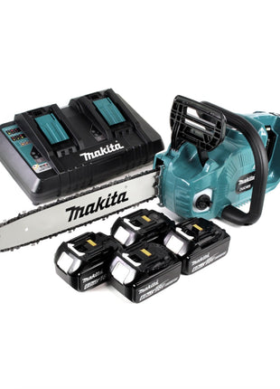 Makita DUC 405 PG4 Akku Kettensäge 36V ( 2x18V ) Brushless 40 cm + 4x 6,0 Ah Akku + Doppelladegerät - Toolbrothers