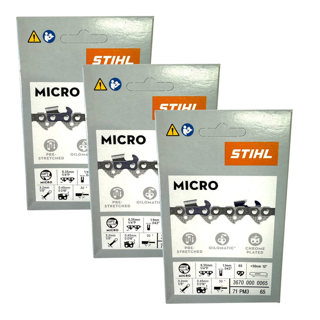 Stihl 3x 1 4 Picco Micro 3 PM3 Saegekette 30 cm 1 4 P 1 1 mm 65 TG 3 Stueck 3x 36700000065  0 - toolbrothers
