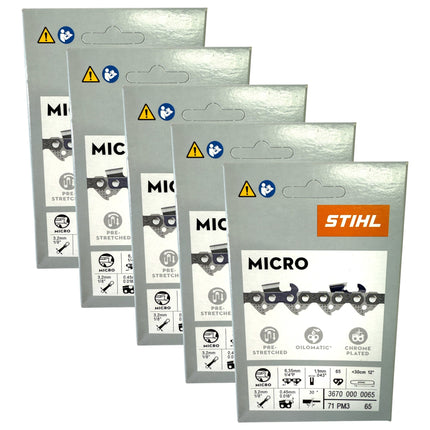 Stihl 5x 1 4 Picco Micro 3 PM3 Saegekette 30 cm 1 4 P 1 1 mm 65 TG 5 Stueck 5x 36700000065  0 - toolbrothers