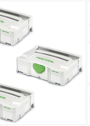 Festool 3 x Systainer T-LOC SYS 1 TL Werkzeug Koffer lichtgrau koppelbar ( 497563 ) - Toolbrothers