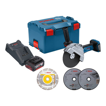 Bosch GWS 18V 180 P Professional Akku Winkelschleifer 18 V 180 mm Brushless 1x Akku 4 0 Ah Ladegeraet L Boxx 0 - toolbrothers