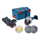 Bosch GWS 18V 180 P Professional Akku Winkelschleifer 18 V 180 mm Brushless 2x Akku 4 0 Ah Ladegeraet L Boxx 0 - toolbrothers