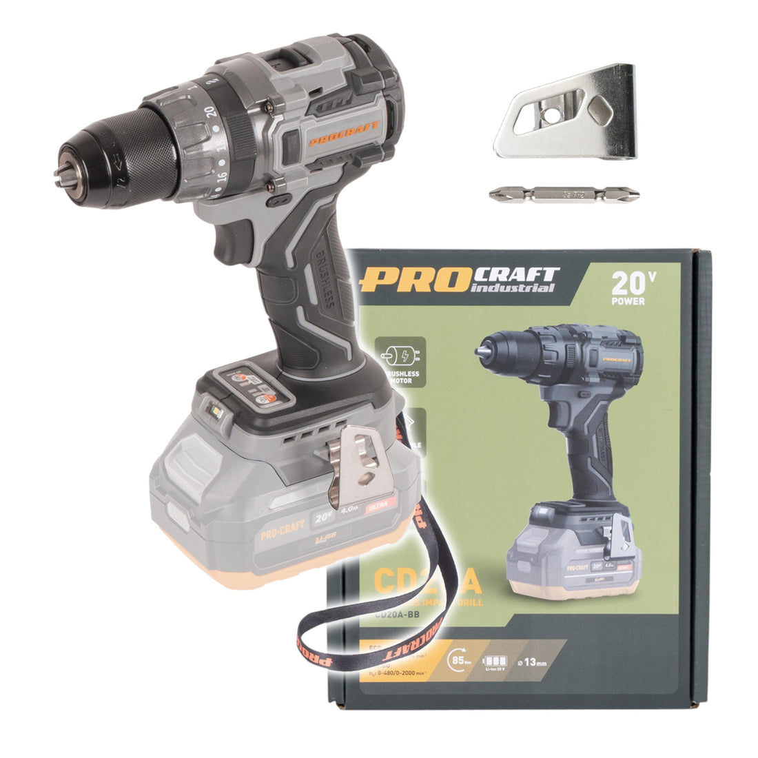 Procraft CD20Abb Trapano avvitatore a batteria 20 V 85 Nm Solo - senza batteria, senza caricabatteria