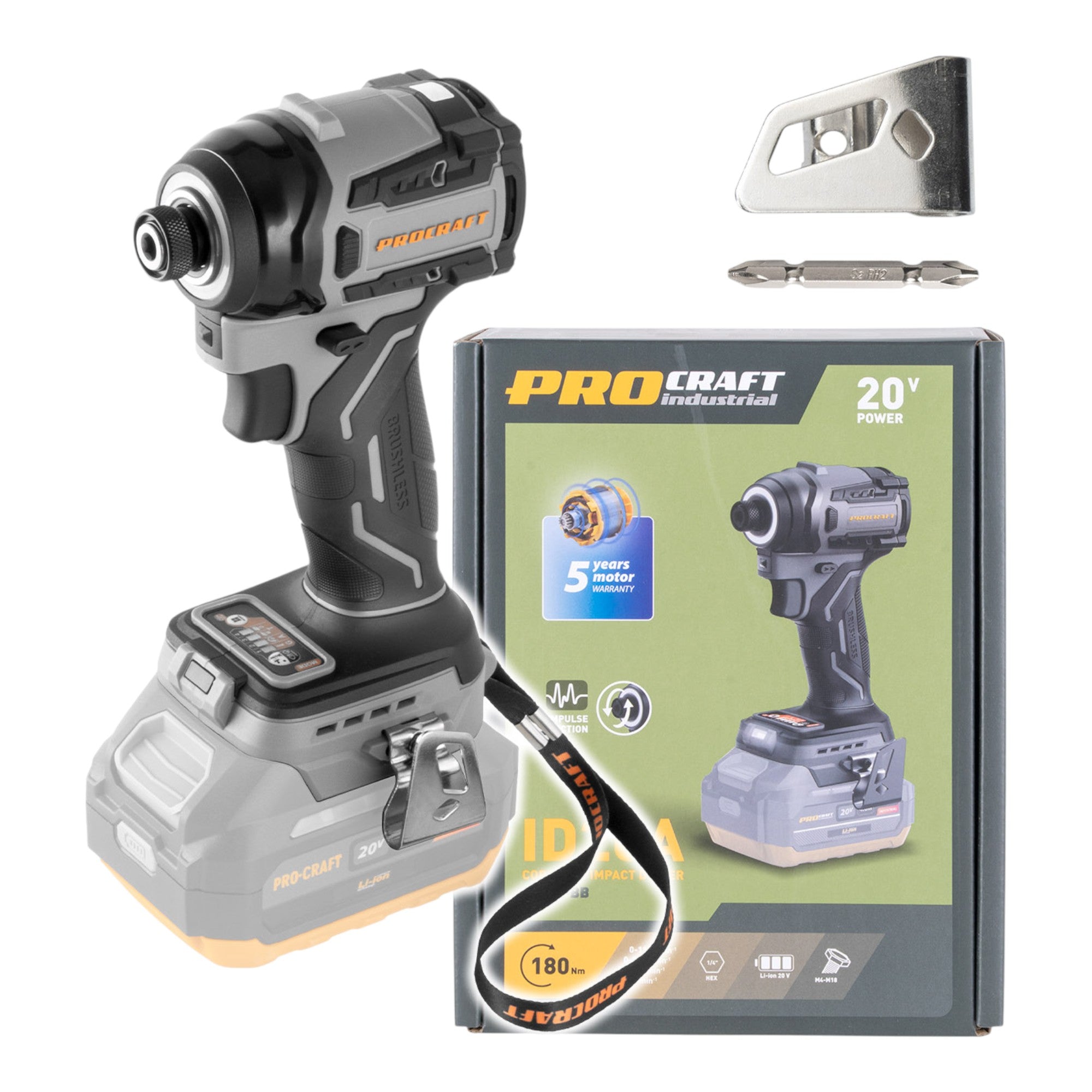 Procraft Industrial ID20Abb Akku Schlagschrauber 20 V 180 Nm 1 4 Solo ohne Akku ohne Ladegeraet 1 - toolbrothers