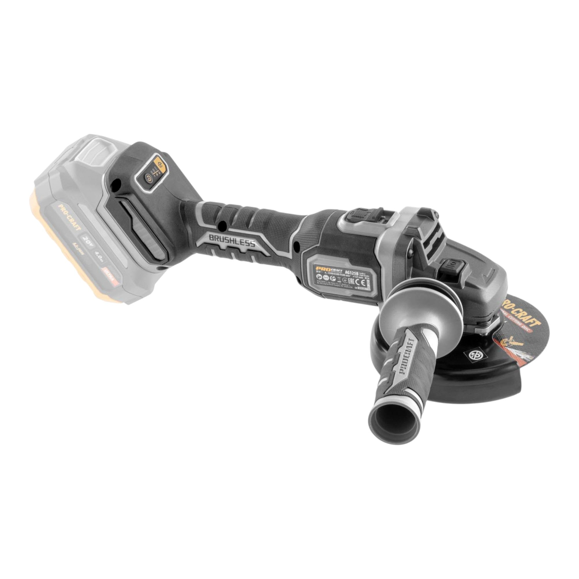 Procraft Industrial AG125Bbb Akku Winkelschleifer 20 V 125 mm Brushless Solo ohne Akku ohne Ladegeraet 3 - toolbrothers