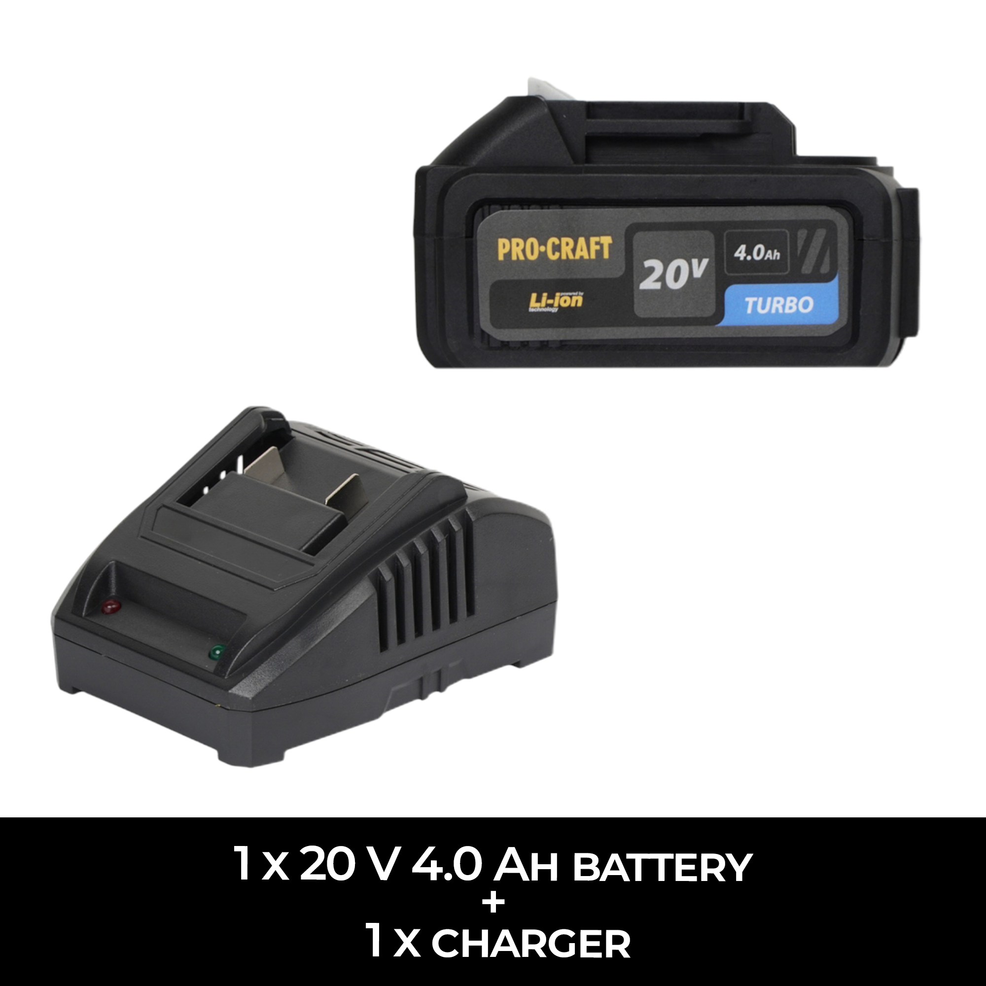 Motosega a batteria Procraft PKA32Li 20 V 203 mm Brushless + 1x batteria 4,0 Ah + caricabatteria + valigetta