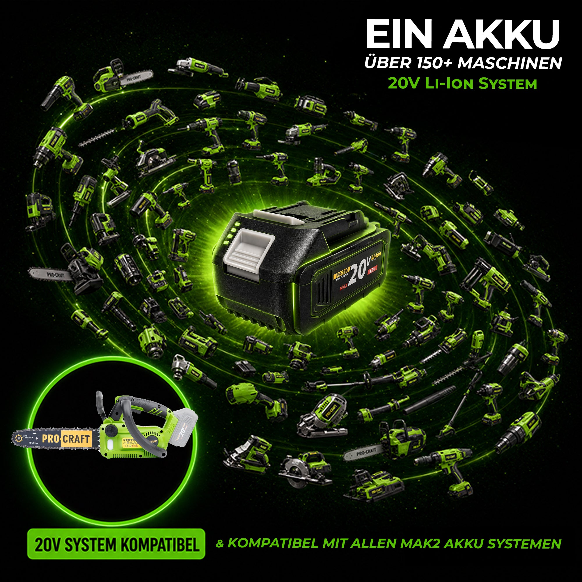 Procraft PKA42Libb Akku Kettensaege 20 V 304 mm Brushless Solo ohne Akku ohne Ladegeraet 2 - toolbrothers