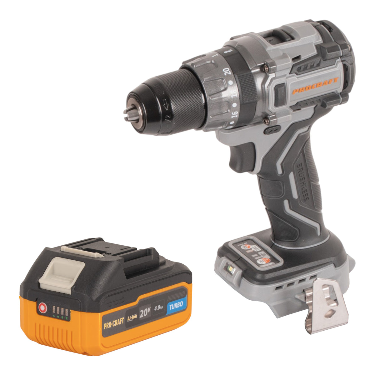 Trapano avvitatore a batteria Procraft CD20Abb 20 V 85 Nm + 1x batteria 4,0 Ah - senza caricabatteria
