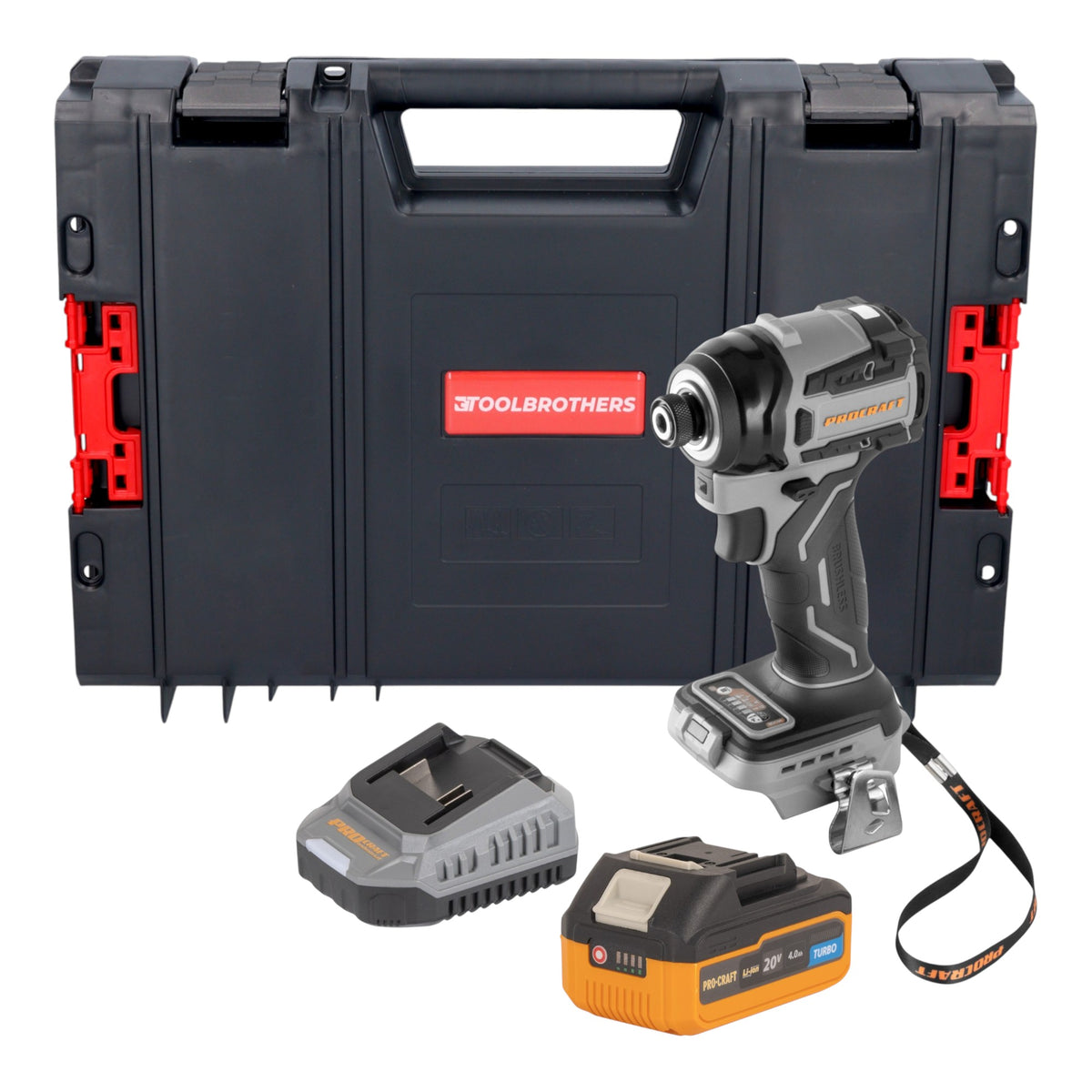 Avvitatore a impatto a batteria Procraft ID20Abb 20 V 180 Nm 1/4" + 1x batteria 4,0 Ah + caricabatteria + valigetta RHINO