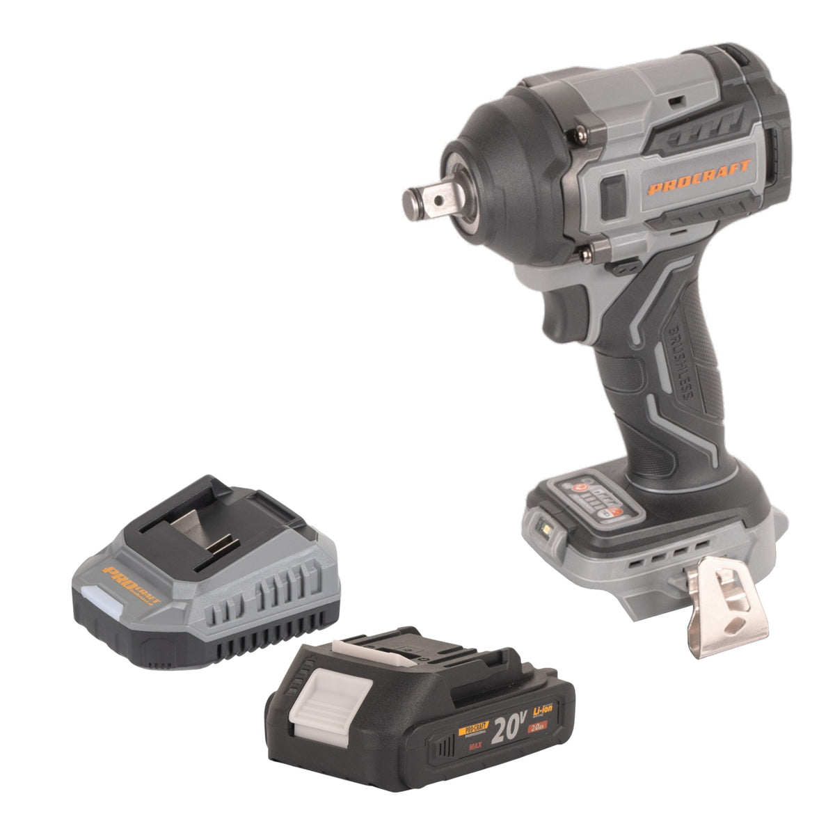 Procraft Industrial IW550Abb Avvitatore a impatto a batteria 20 V 550 Nm 1/2" + 1x batteria 2,0 Ah + caricabatteria