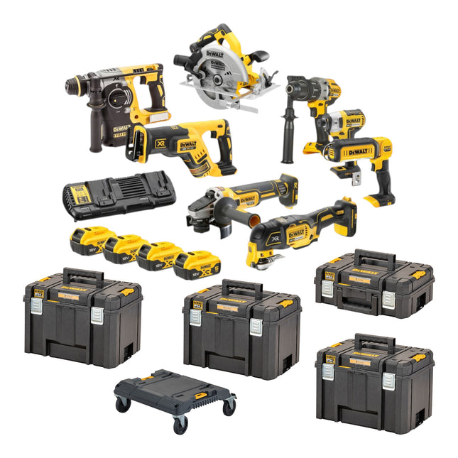 DeWalt DCK 853 P4T Akku Werkzeug Set 18 V DCD 996 + DCF 887 + DCH 273 + DCG 405 + DCS 367 + DCS 356 + DCS 565 + DCL 050 + 4x Akku 5,0 Ah + Ladegerät + 4x T STAK + Trolley