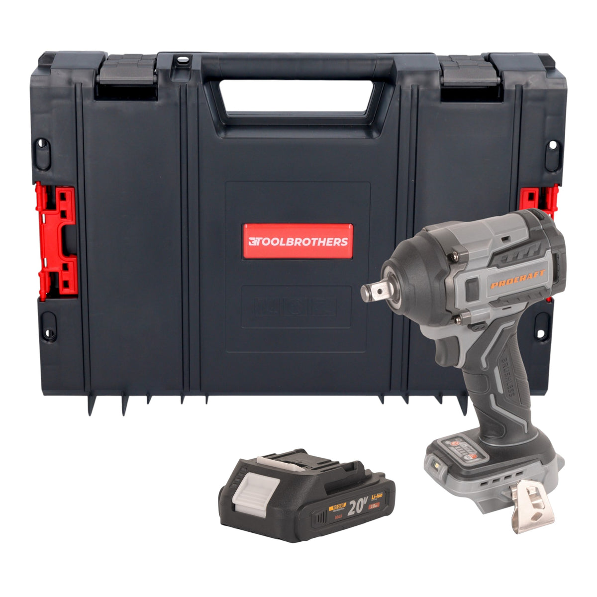 Procraft Industrial IW550Abb Avvitatore a impatto a batteria 20 V 550 Nm 1/2" + 1x batteria 2,0 Ah + valigetta RHINO - senza caricabatteria