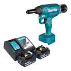 Makita DRV 150 RG Akku Blindnietsetzgeraet 18 V 10 kN 2 4 4 8 mm Brushless 2x Akku 6 0 Ah Ladegeraet 0 - toolbrothers