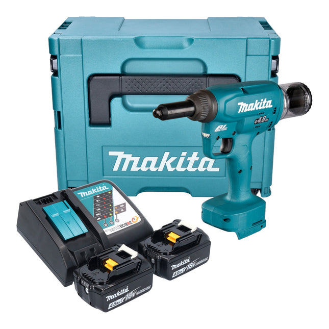 Makita DRV 150 RMJ Akku Blindnietsetzgeraet 18 V 10 kN 2 4 4 8 mm Brushless 2x Akku 4 0 Ah Ladegeraet Makpac 0 - toolbrothers