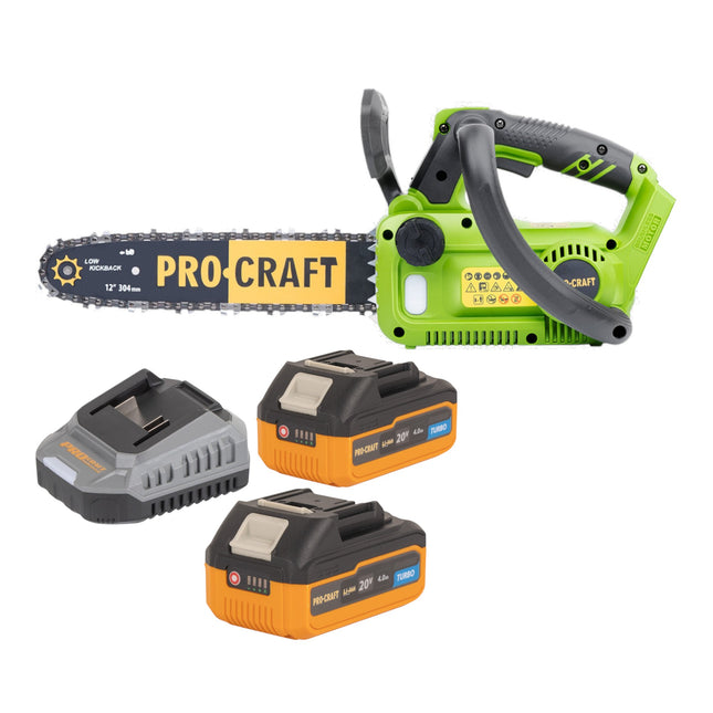 Procraft PKA42Libb Akku Kettensaege 20 V 304 mm Brushless 2x Akku 4 0 Ah Ladegeraet 0 - toolbrothers