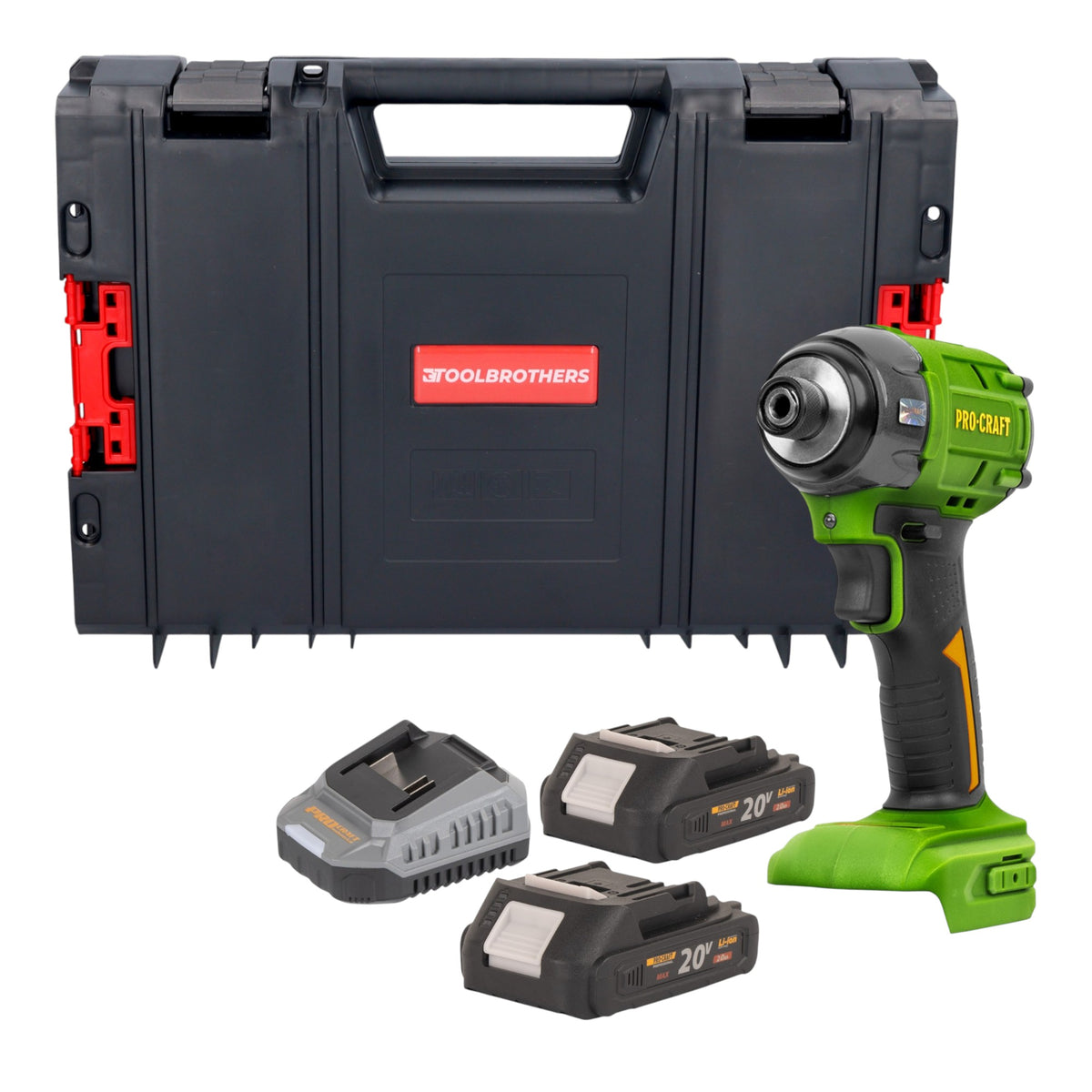 Avvitatore a impatto a batteria Procraft PS22bb 20 V 230 Nm 1/2" Brushless + 2x batteria 2,0 Ah + caricabatteria + valigetta portautensili RHINO