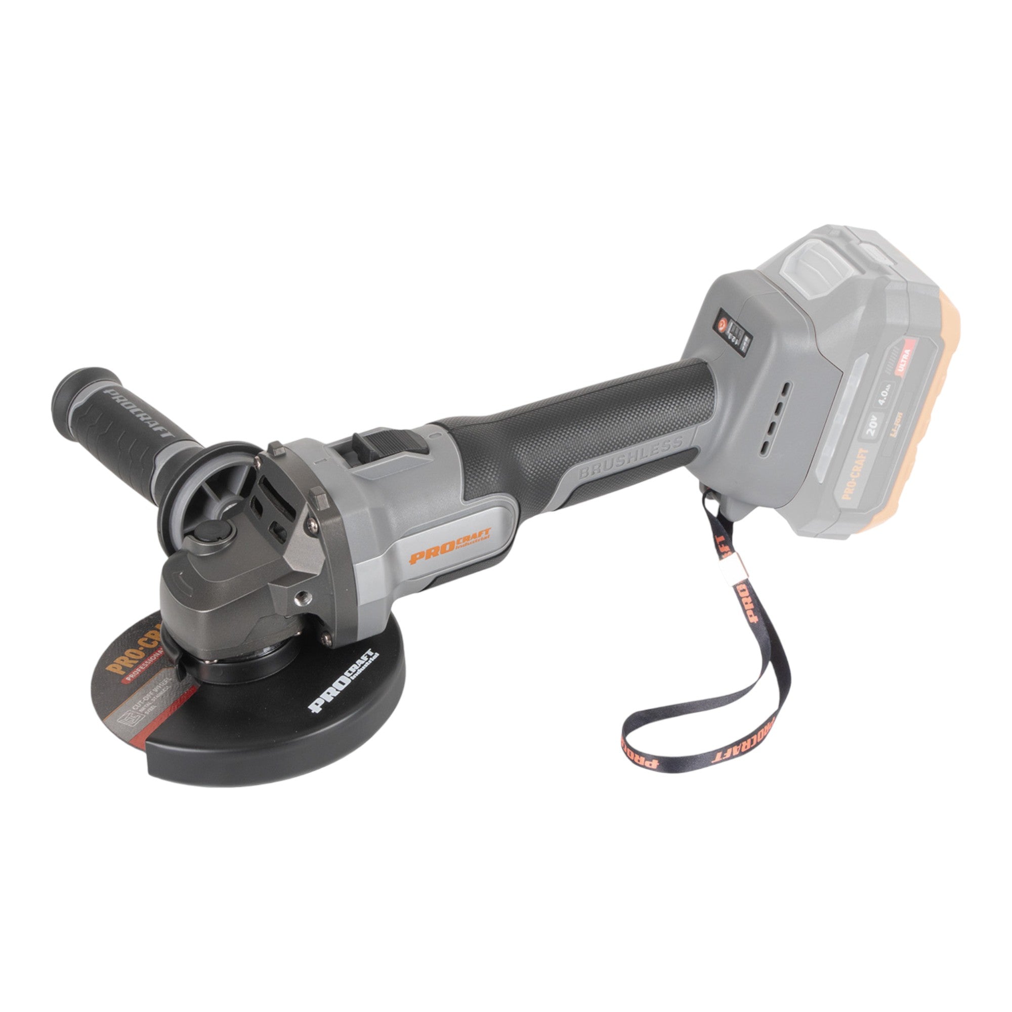 Procraft Industrial AG125Abb Akku Winkelschleifer 20 V 125 mm Brushless 2x Akku 2 0 Ah Ladegeraet 1 - toolbrothers
