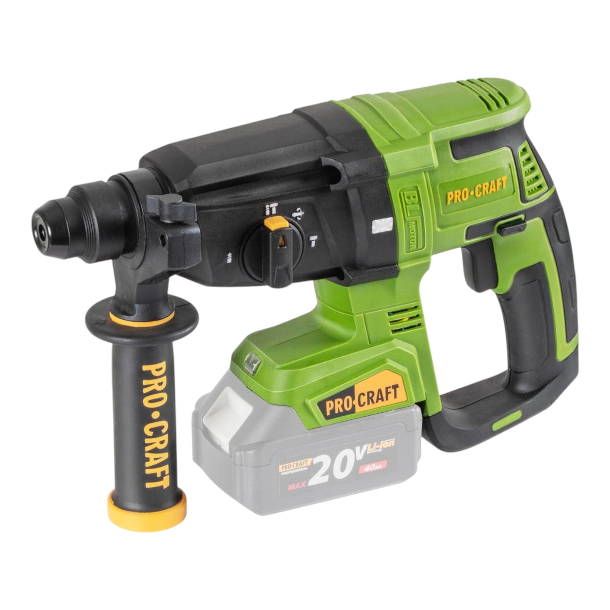Procraft PHA40bb Akku Bohrhammer 20 V 2 6 J SDS plus Brushless 2x Akku 2 0 Ah Ladegeraet 1 - toolbrothers