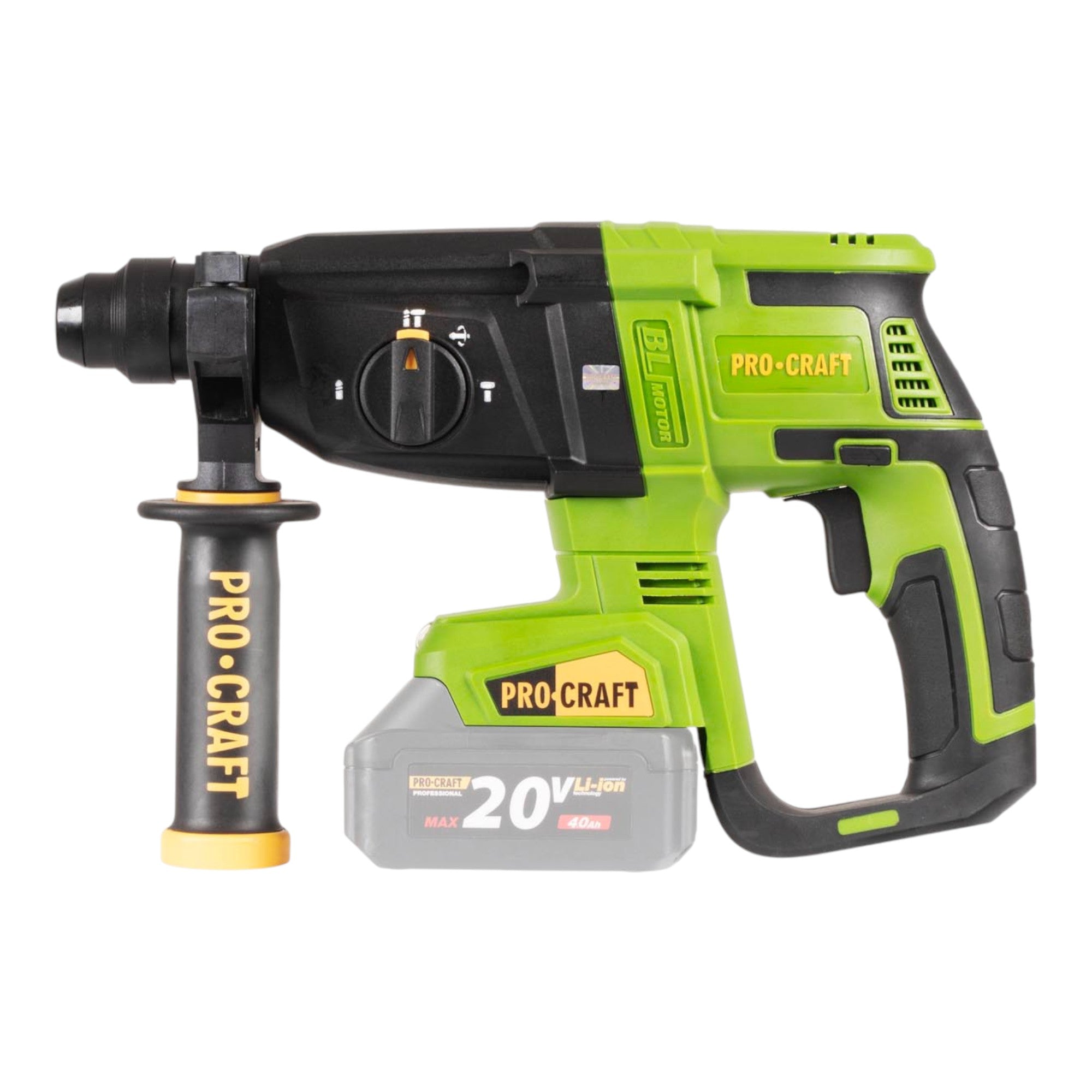 Procraft PHA40bb Akku Bohrhammer 20 V 2 6 J SDS plus Brushless 2x Akku 2 0 Ah Ladegeraet RHINO Toolcase 2 - toolbrothers