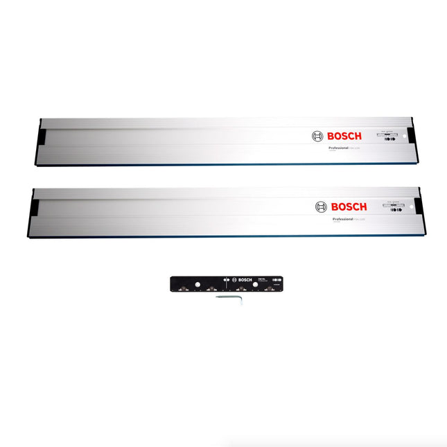 Bosch FSN Set mit 2x FSN 1100 Führungsschiene 1100 mm Länge ( 1600Z00006 ) und 1x Verbindungselement FSN VEL Professional ( 1600Z00009 ) - Toolbrothers