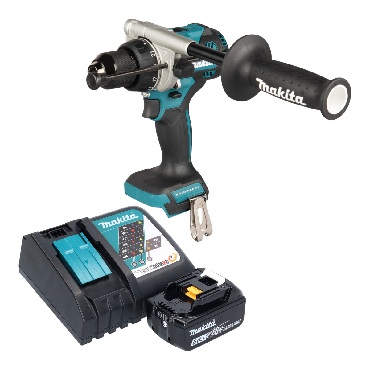 Makita DHP 492 RT1 Avvitatore a percussione a batteria 18 V 141 Nm Brushless + 1x batteria 5,0 Ah + caricabatteria
