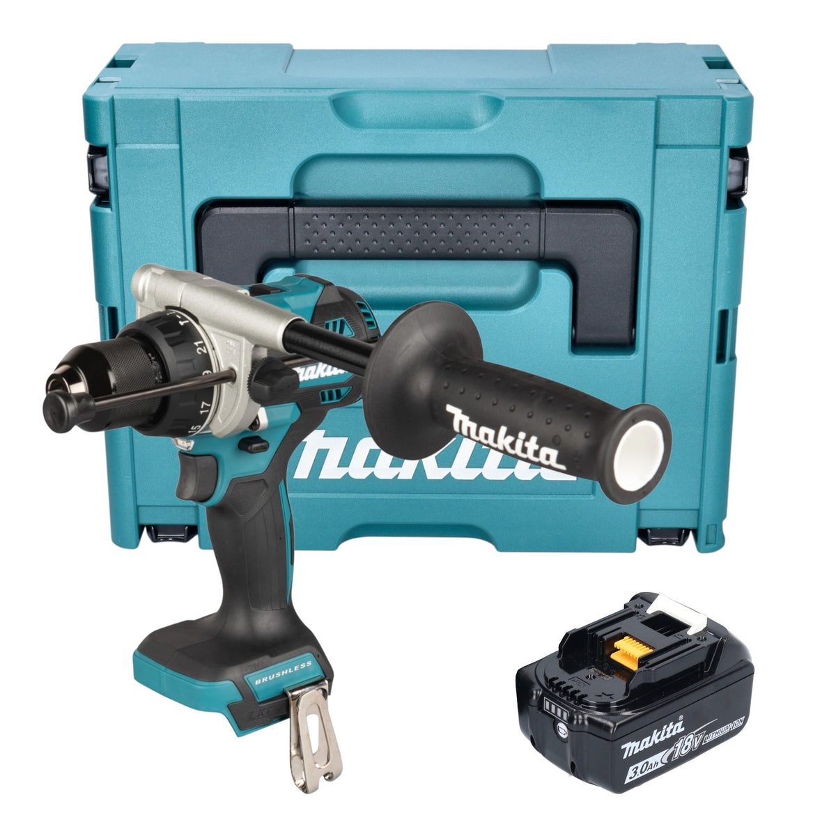Makita DHP 492 F1J Avvitatore a percussione a batteria 18 V 141 Nm Brushless + 1x batteria 3,0 Ah + Makpac - senza caricabatteria