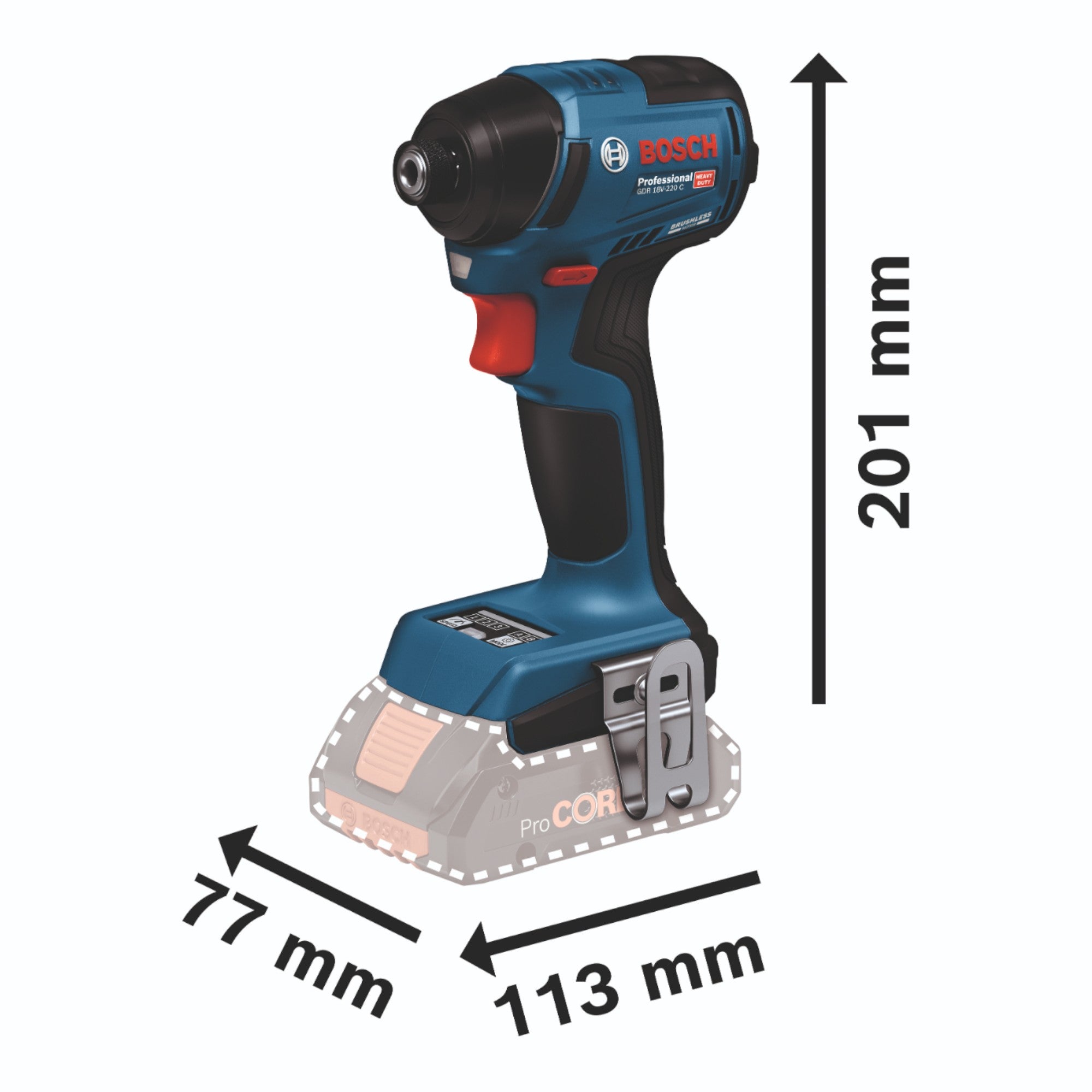 Bosch GDR 18V 220 C Professional Akku Drehschlagschrauber 18 V 220 Nm 1 4 Brushless Solo 06019L6000 ohne Akku ohne Ladegeraet 1 - toolbrothers
