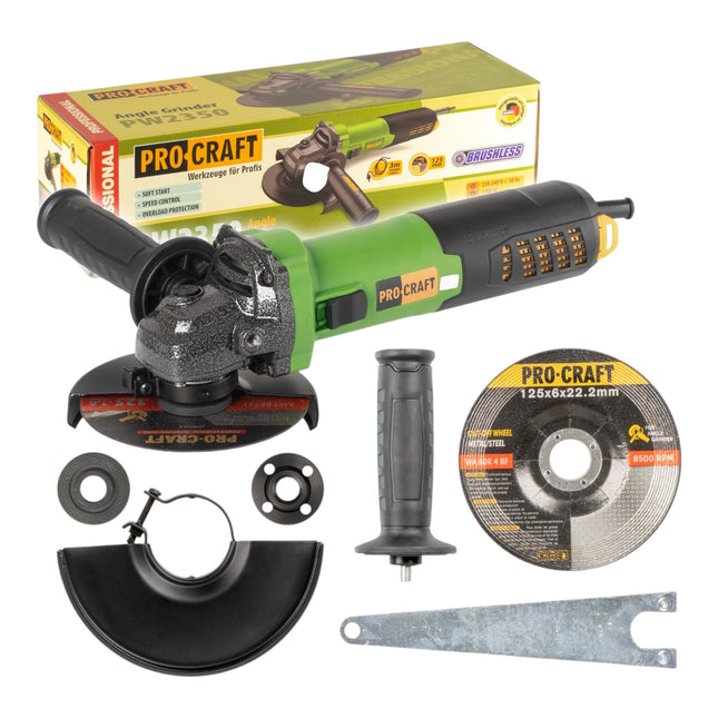 Procraft PW2350 Winkelschleifer 1300 Watt 125 mm Brushless 0 - toolbrothers