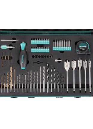 Makita DF 347 DWE 14.4V Li-ion Akku Bohrschrauber mit 2 x 1,5 Ah Akku und Ladegerät + Makita P-90261 Pro XL - Großes 70-teiliges Bit, Bohrer und Zubehör Set