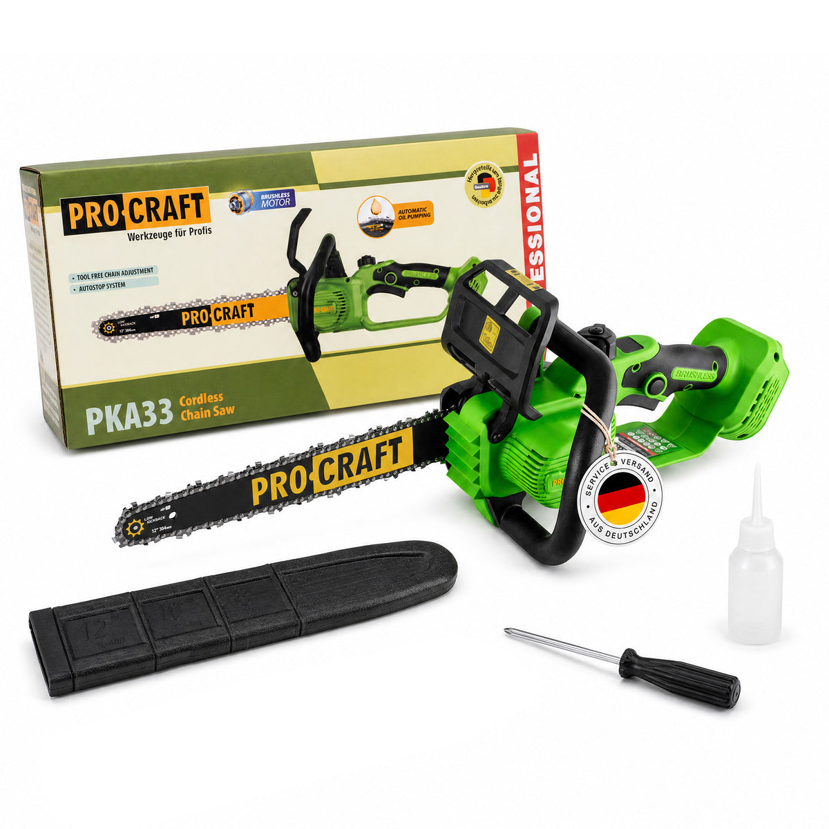 Procraft PKA33-BB Sega a catena a batteria 20 V 304 mm Brushless Solo - senza batteria, senza caricabatteria