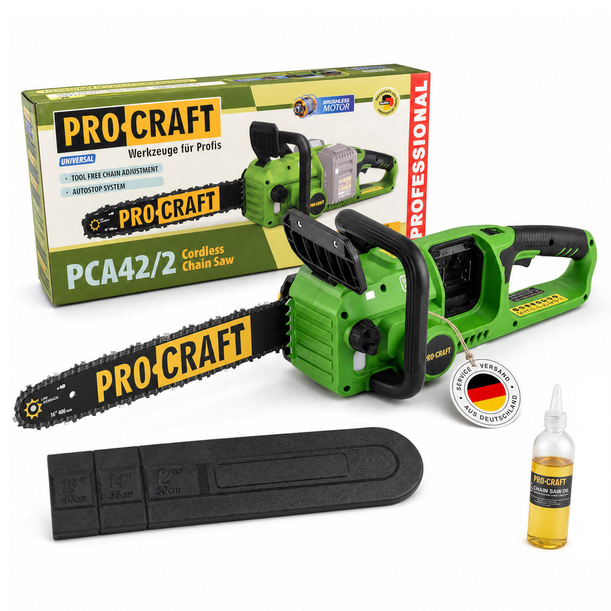 Motosega a batteria Procraft PCA42/2 40 V (2x 20 V) 406 mm Brushless Solo - senza batteria, senza caricabatteria