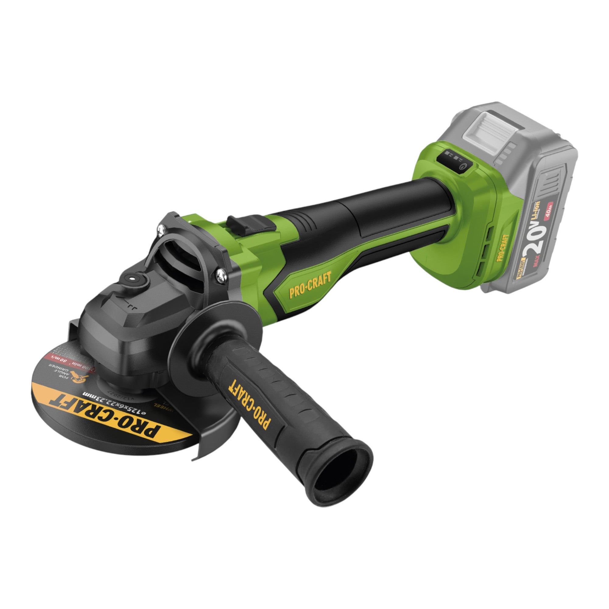 Procraft PGA22 BB Akku Winkelschleifer 20 V 125 mm Brushless 1x Akku 2 0 Ah ohne Ladegeraet 3 - toolbrothers