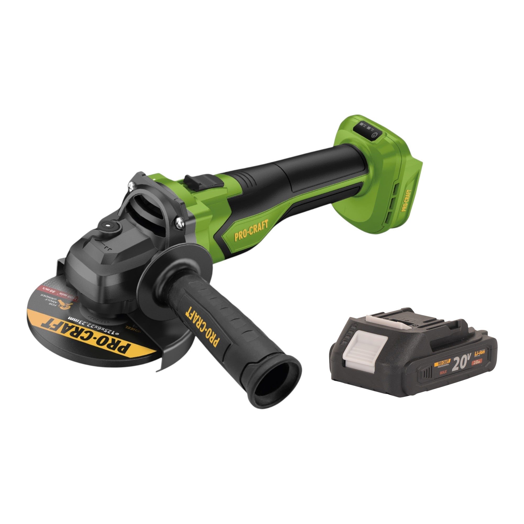 Procraft PGA22 BB Akku Winkelschleifer 20 V 125 mm Brushless 1x Akku 2 0 Ah RHINO Toolcase ohne Ladegeraet 1 - toolbrothers