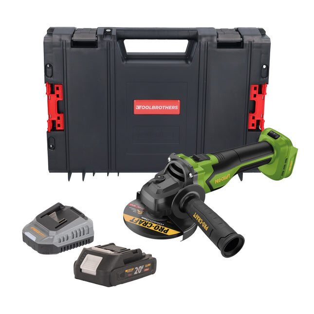 Procraft PGA22 BB Akku Winkelschleifer 20 V 125 mm Brushless 1x Akku 2 0 Ah Ladegeraet RHINO Toolcase 0 - toolbrothers
