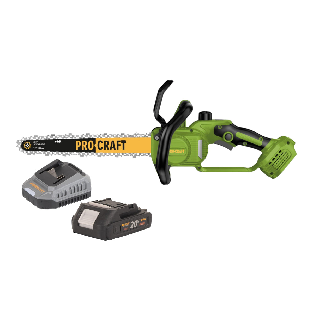 Motosega a batteria Procraft PKA33-BB 20 V 304 mm Brushless + 1x batteria 2,0 Ah + caricabatteria