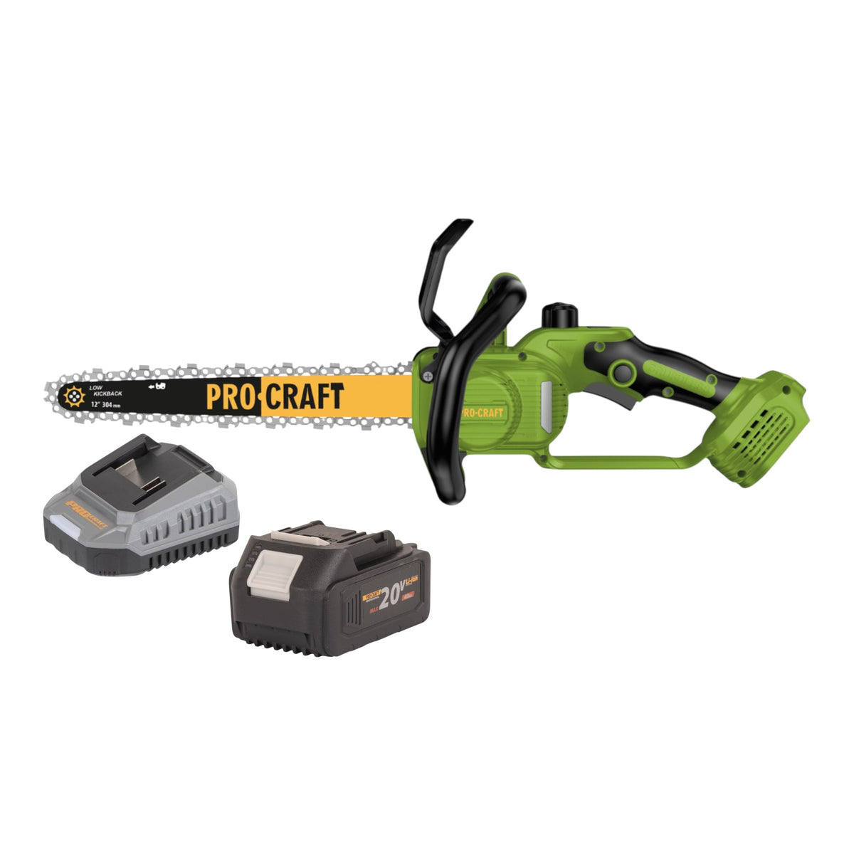 Motosega a batteria Procraft PKA33-BB 20 V 304 mm Brushless + 1x batteria 4,0 Ah + caricabatteria