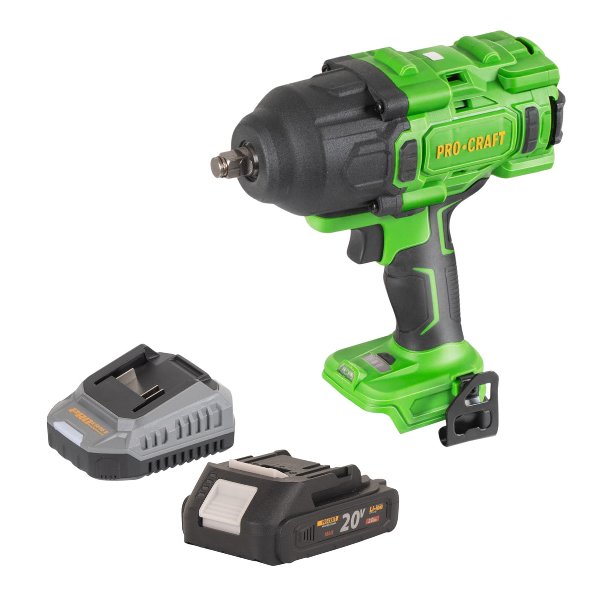 Avvitatore a impatto a batteria Procraft PWA80bb 20 V 1600 Nm 1/2" Brushless + 1x batteria 2,0 Ah + caricabatteria