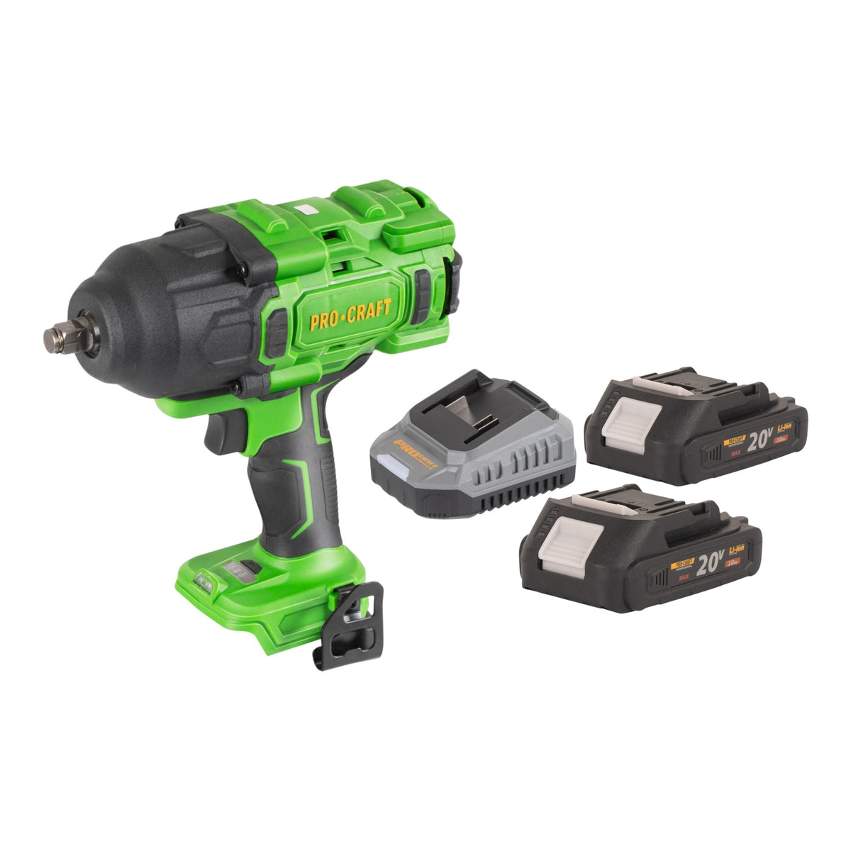 Avvitatore a impatto a batteria Procraft PWA80bb 20 V 1600 Nm 1/2" Brushless + 2 batterie 2,0 Ah + caricabatterie