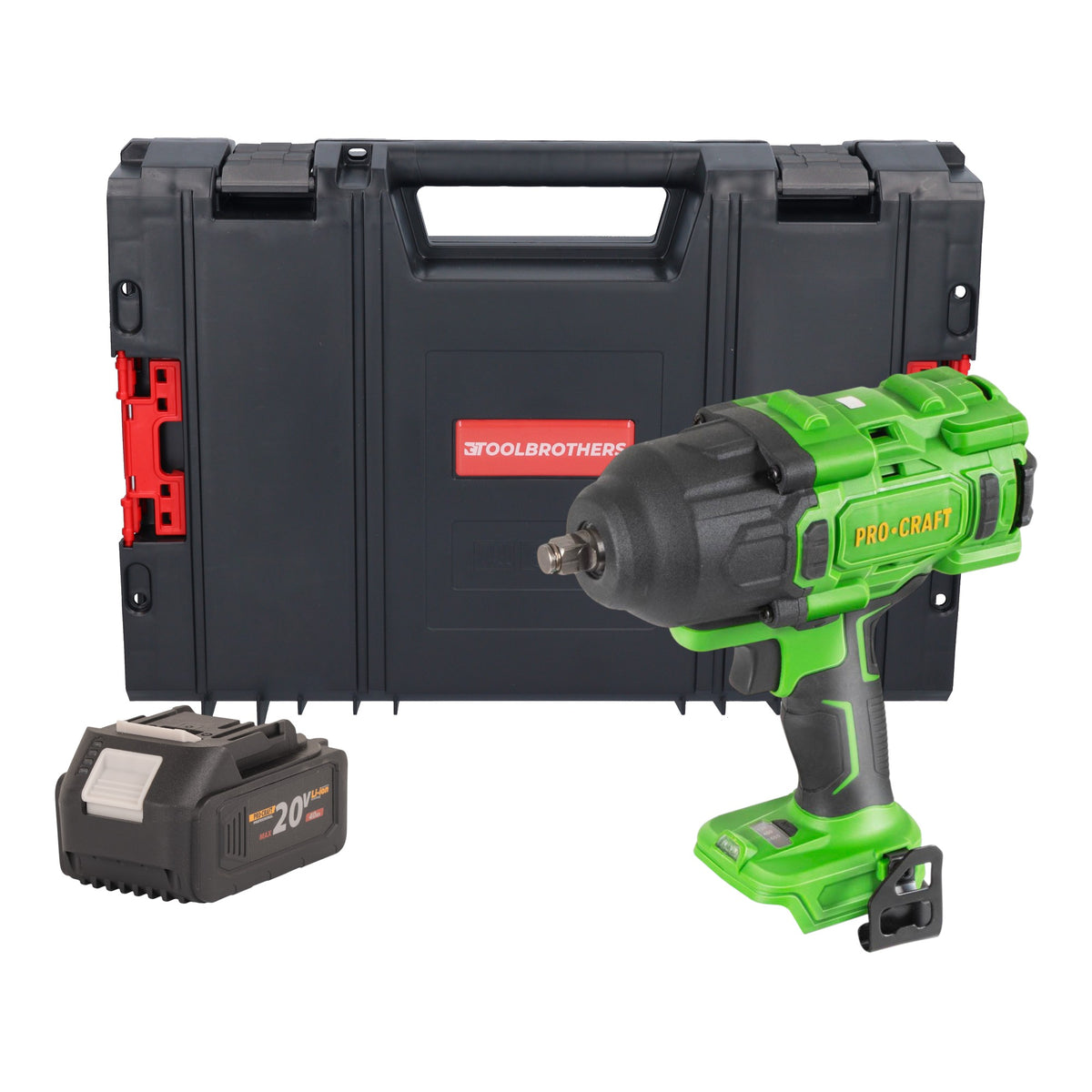 Avvitatore a impatto a batteria Procraft PWA80bb 20 V 1600 Nm 1/2" Brushless + 1x batteria 4,0 Ah + valigetta portautensili RHINO - senza caricabatteria
