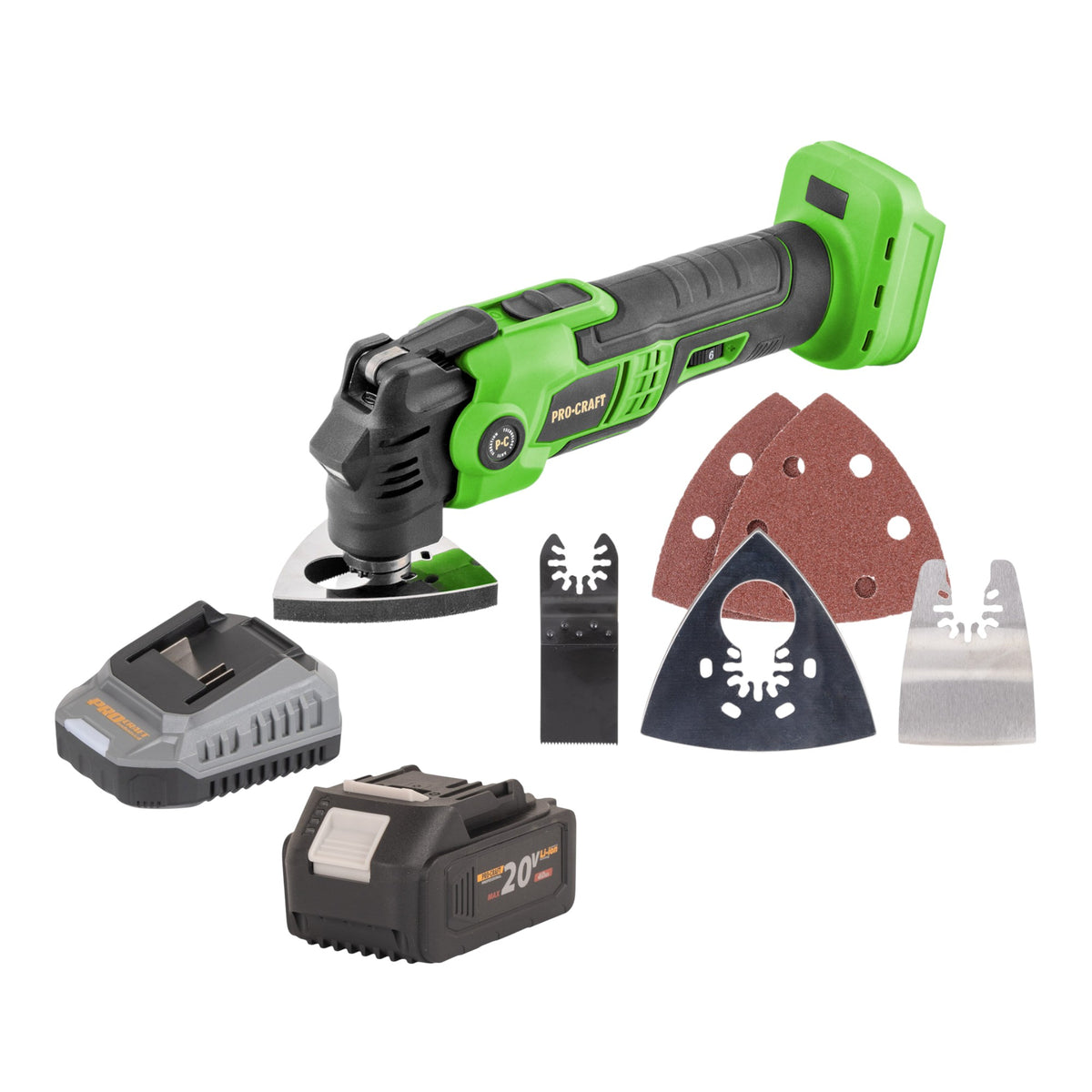 Utensile multifunzione a batteria Procraft PMT22bb 20 V Brushless + 1x batteria 4,0 Ah + caricabatteria