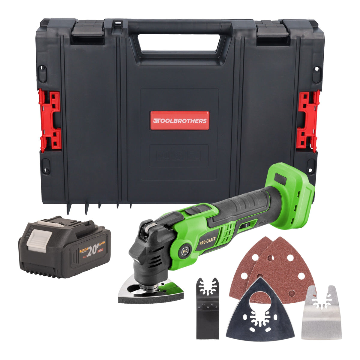 Utensile multifunzione a batteria Procraft PMT22bb 20 V Brushless + 1x batteria 4,0 Ah + valigetta portautensili RHINO - senza caricabatteria
