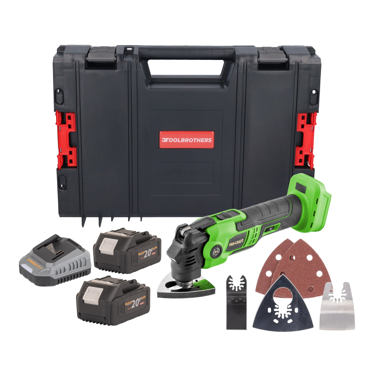 Utensile multifunzione a batteria Procraft PMT22bb 20 V Brushless + 2 batterie 4,0 Ah + caricabatterie + valigetta porta utensili RHINO