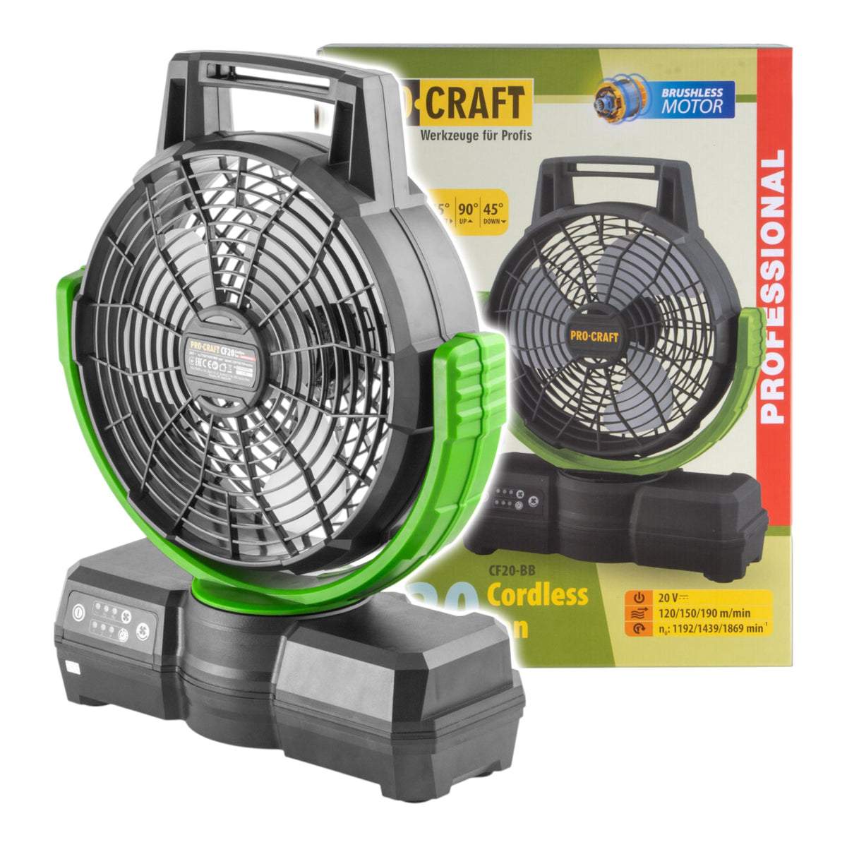 Ventilatore a batteria Procraft CF20bb 20 V 235 mm Solo - senza batteria, senza caricabatteria